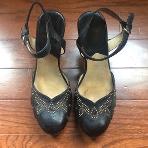 Michael Kors Leather Beaded Wooden Heels size 8.5